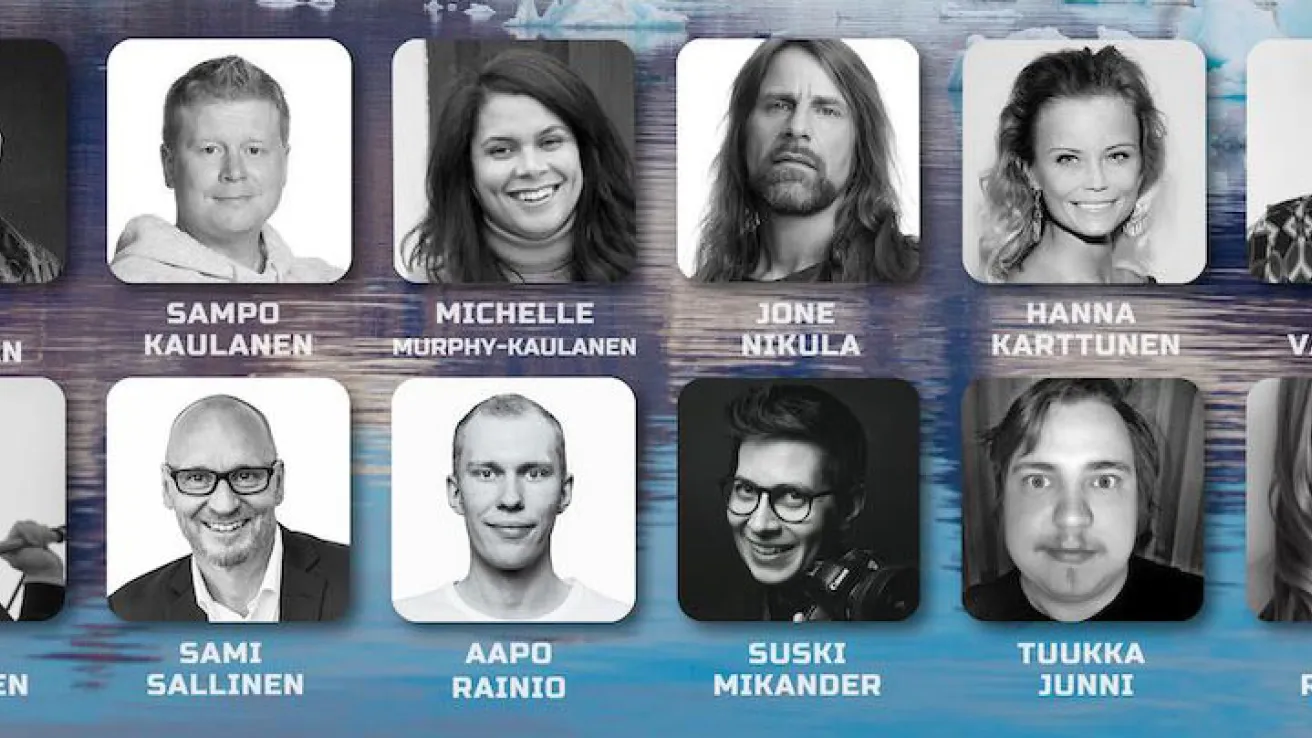 Valokuvakollaasi kahdestatoista henkilöstä.