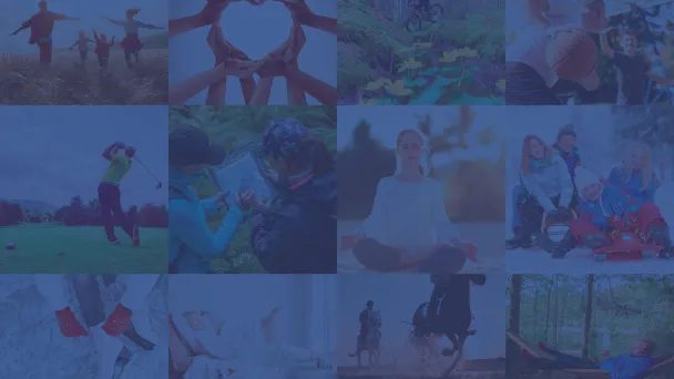 Kollaasi ihmisiä ulkoilemassa ja rentoutumassa eri ympäristöissä.