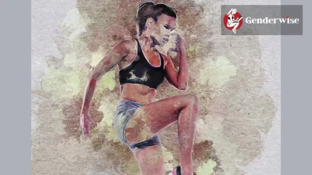 Urheileva nainen, jolla on mustat urheiluvaatteet ja nyrkkeilyasento.