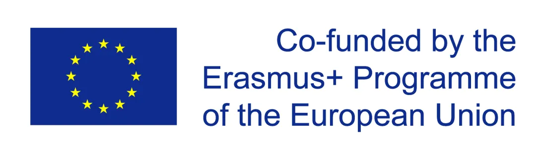 Erasmus+ ohjelman ja EU:n logo, tekstiä oikealla.